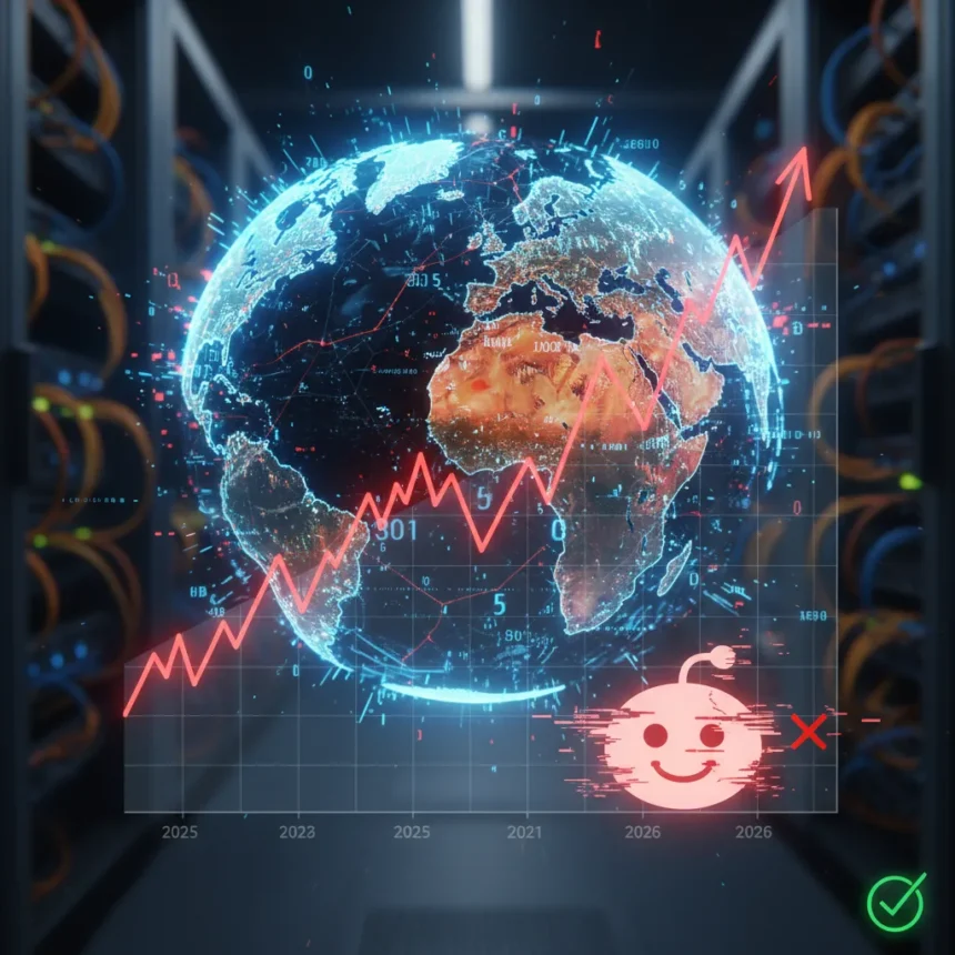 Reddit outages surge in 2025-2026, exposing platform reliability gaps — AI-generated illustration