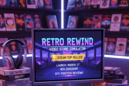 Retro Rewind Video Store Simulator hits Steam top seller status — AI-generated illustration