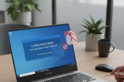 Samsung Galaxy Connect app caused Galaxy Book4 C-drive lockout — AI-generated illustration