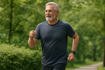 This Senior Trainer's Walking Workout Builds Cardio and Balance — AI-generated illustration