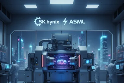SK hynix EUV lithography investment signals AI chip race intensifies — AI-generated illustration