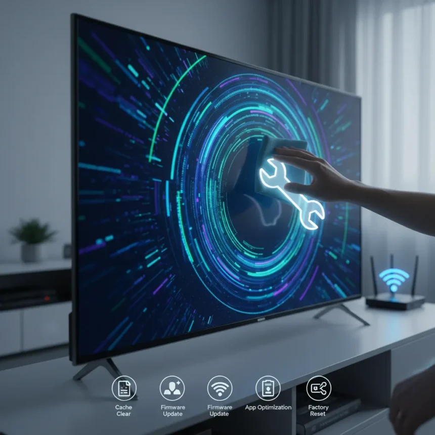 Smart TV lag isn't age—it's fixable with 5 free tweaks — AI-generated illustration
