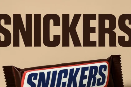 Snickers Sans custom typeface turns a wordmark into a global brand language — AI-generated illustration