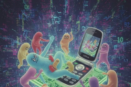Japanese flip phone jelly bean ad still disturbs viewers — AI-generated illustration