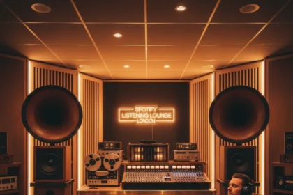 Spotify's Listening Lounge London proves stereo audio still rules — AI-generated illustration