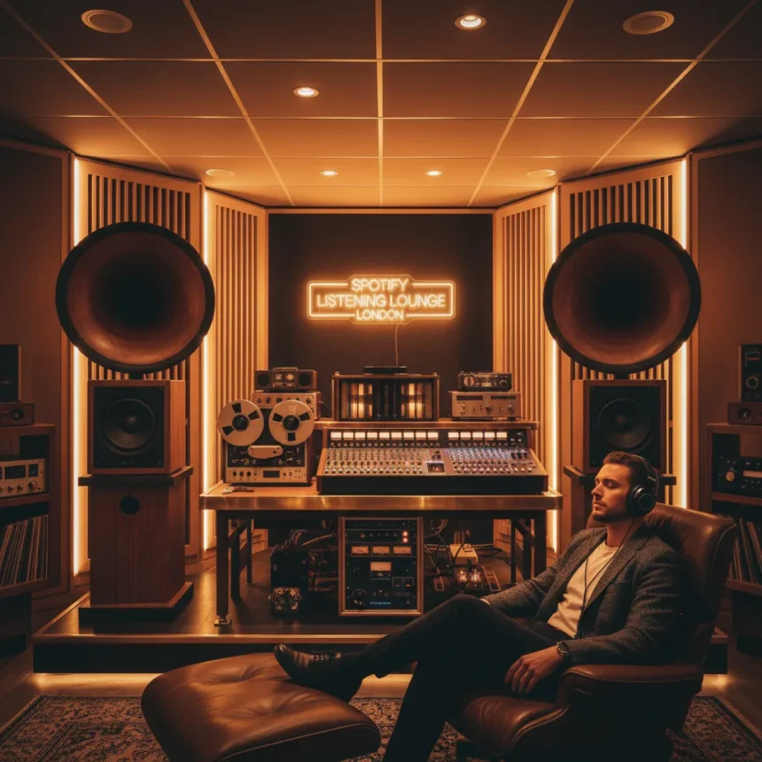 Spotify's Listening Lounge London proves stereo audio still rules — AI-generated illustration