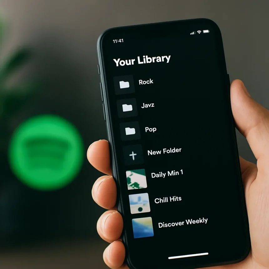 Spotify finally brings playlist folders to mobile after 15 years — AI-generated illustration