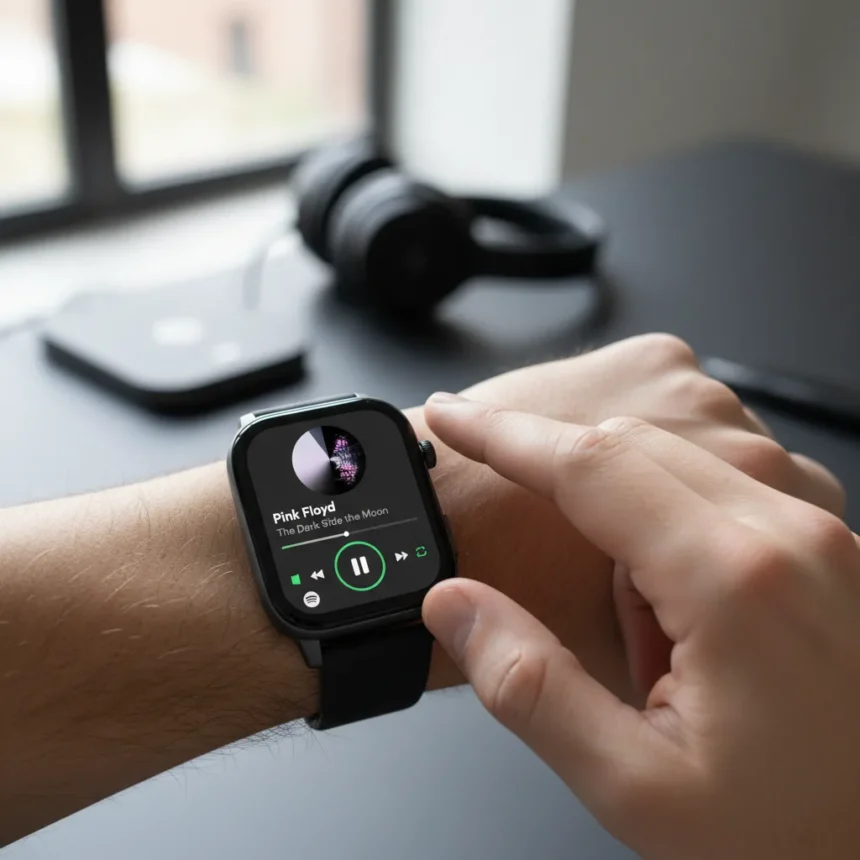 Spotify Wear OS redesign finally makes smartwatch music control worthwhile — AI-generated illustration