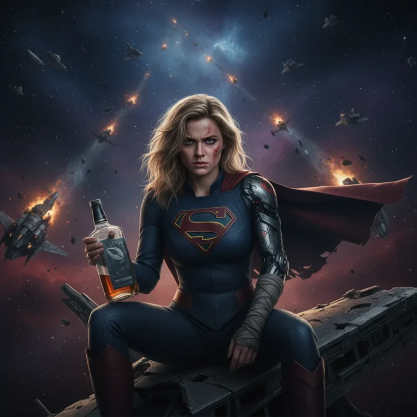 Supergirl trailer reveals a darker, drunk cousin of Superman — AI-generated illustration