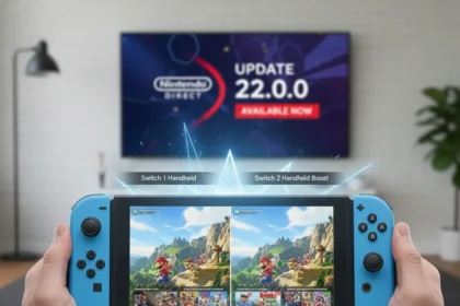 Nintendo Switch 2 Handheld Mode Boost transforms legacy games — AI-generated illustration