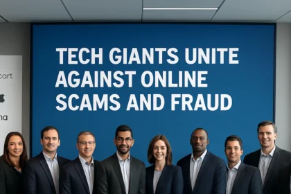 Tech Giants Unite Against Online Scams and Fraud — AI-generated illustration