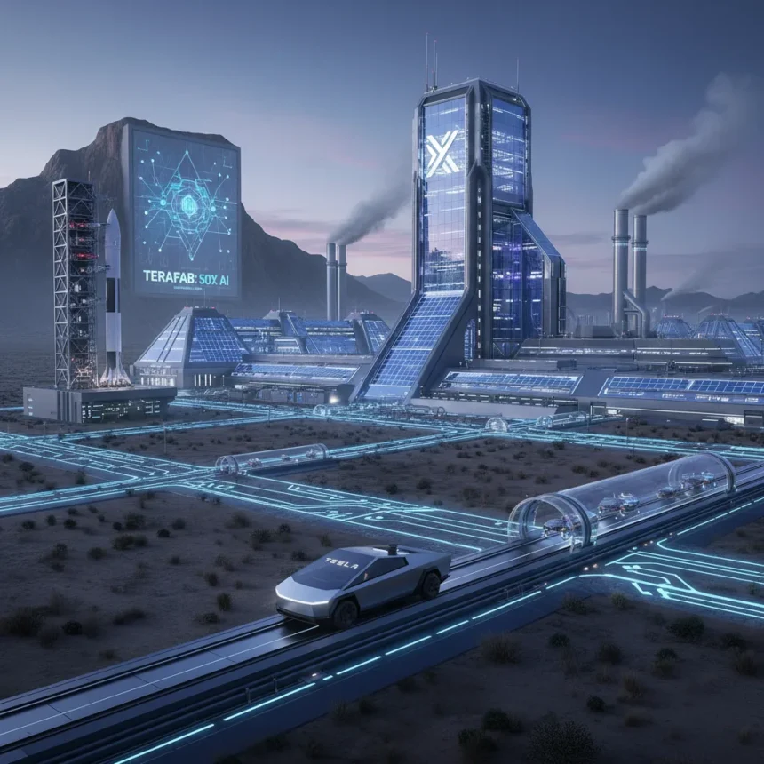 Terafab: Musk's Texas chip plant targets 50x global AI production — AI-generated illustration