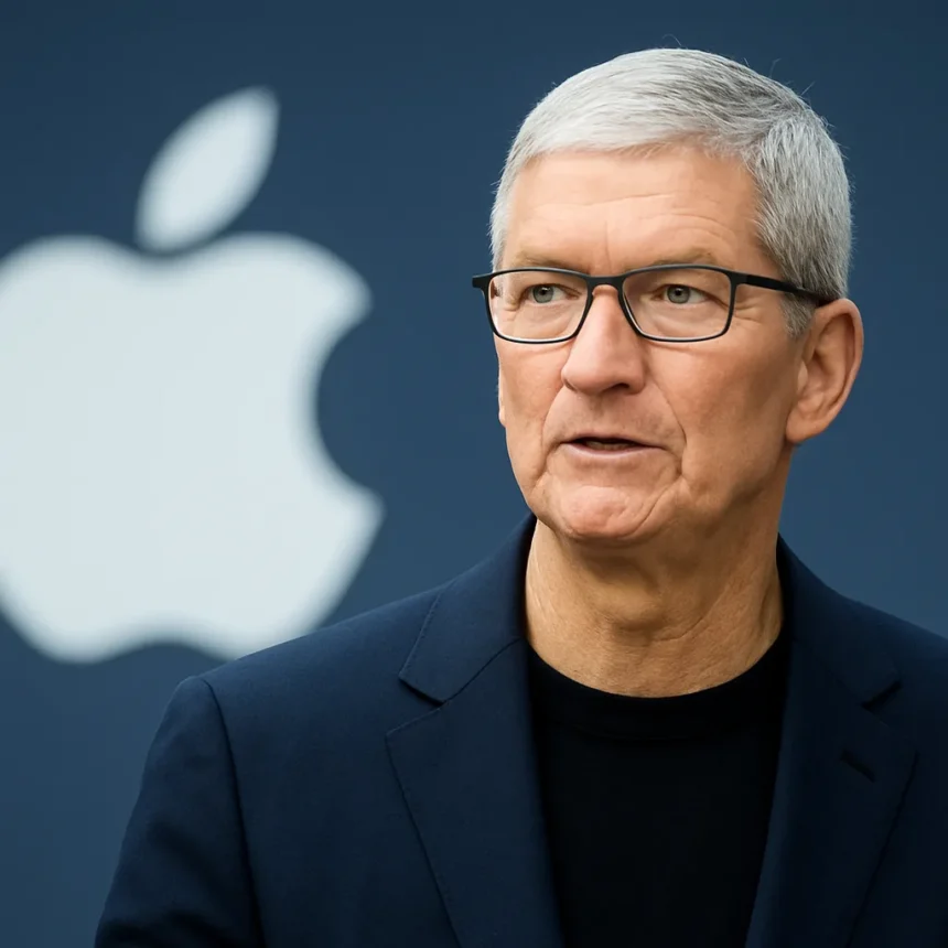 Tim Cook on Apple at 50: Thinking Different Still Means Something — AI-generated illustration