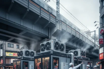 Tokyo Data Centers Under Train Tracks Face Thermal Chaos — AI-generated illustration