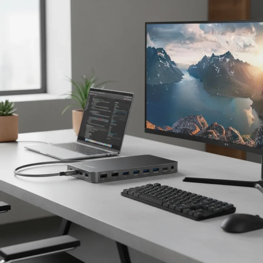UGREEN Maxidok 17-in-1 Thunderbolt 5 dock review — AI-generated illustration