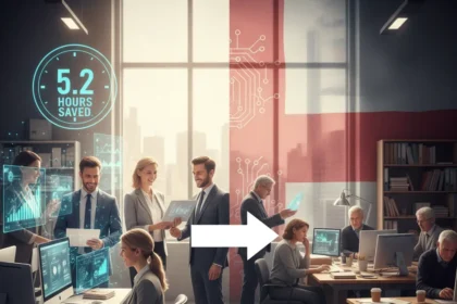 UK SME AI adoption widens productivity gap between leaders and laggards — AI-generated illustration