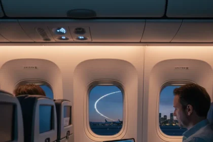 United's Starlink Wi-Fi Actually Delivers Gate-to-Gate Reliability — AI-generated illustration