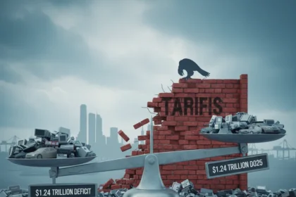 US trade deficit hits record $1.24 trillion amid tariff stalemate — AI-generated illustration