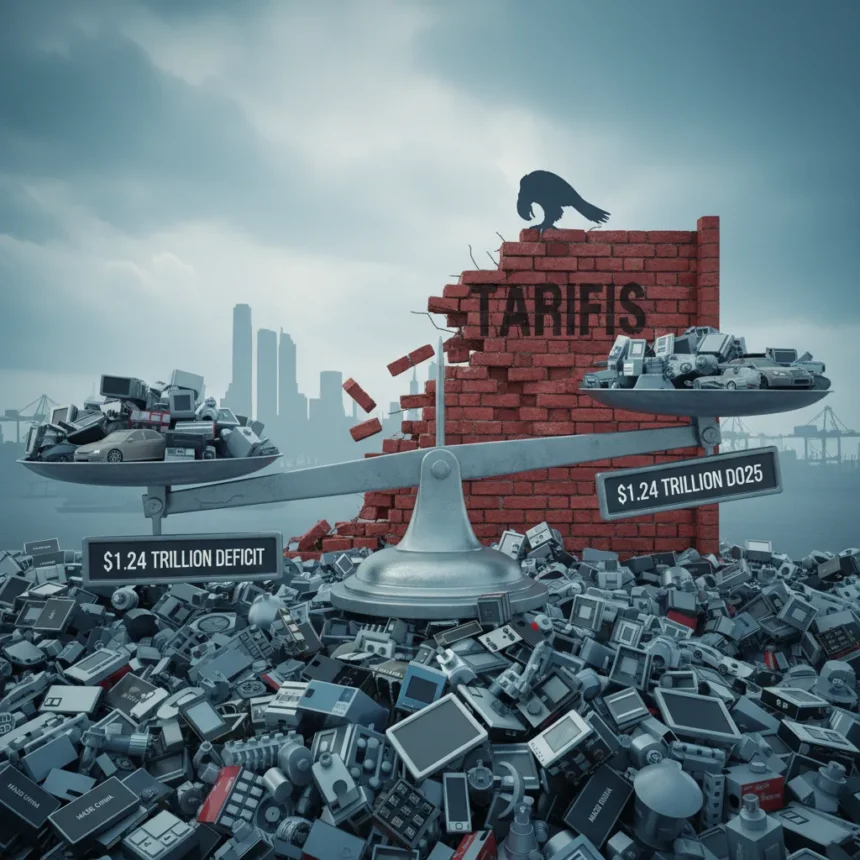 US trade deficit hits record $1.24 trillion amid tariff stalemate — AI-generated illustration