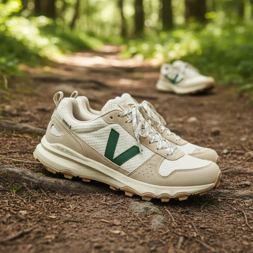 Veja V-10 Trail: The sustainable alternative to Nike Pegasus Trail — AI-generated illustration