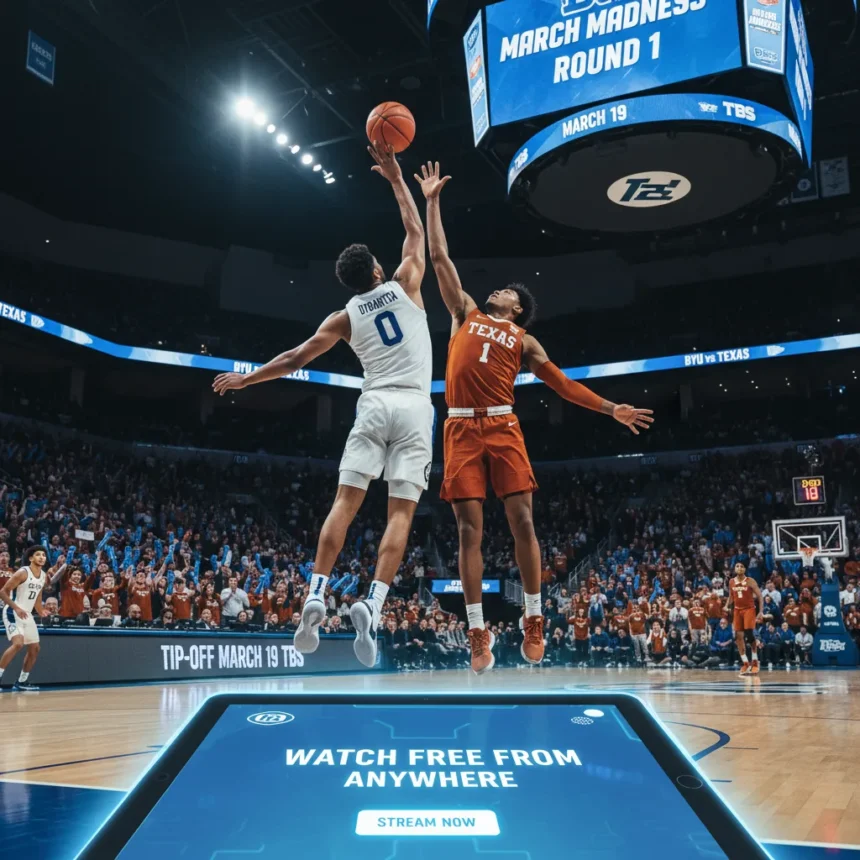 Watch BYU vs Texas March Madness Round 1 for Free — AI-generated illustration