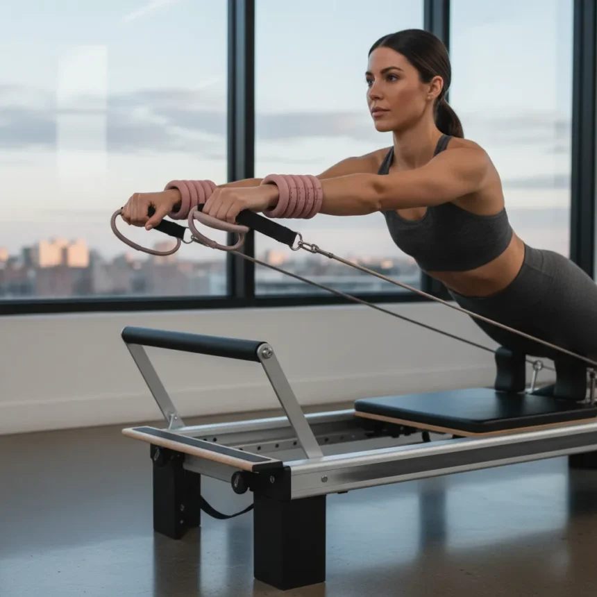 Weighted bangles transform Pilates routines with hands-free resistance — AI-generated illustration