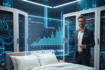 When to switch to a lighter duvet based on UK temperature data — AI-generated illustration