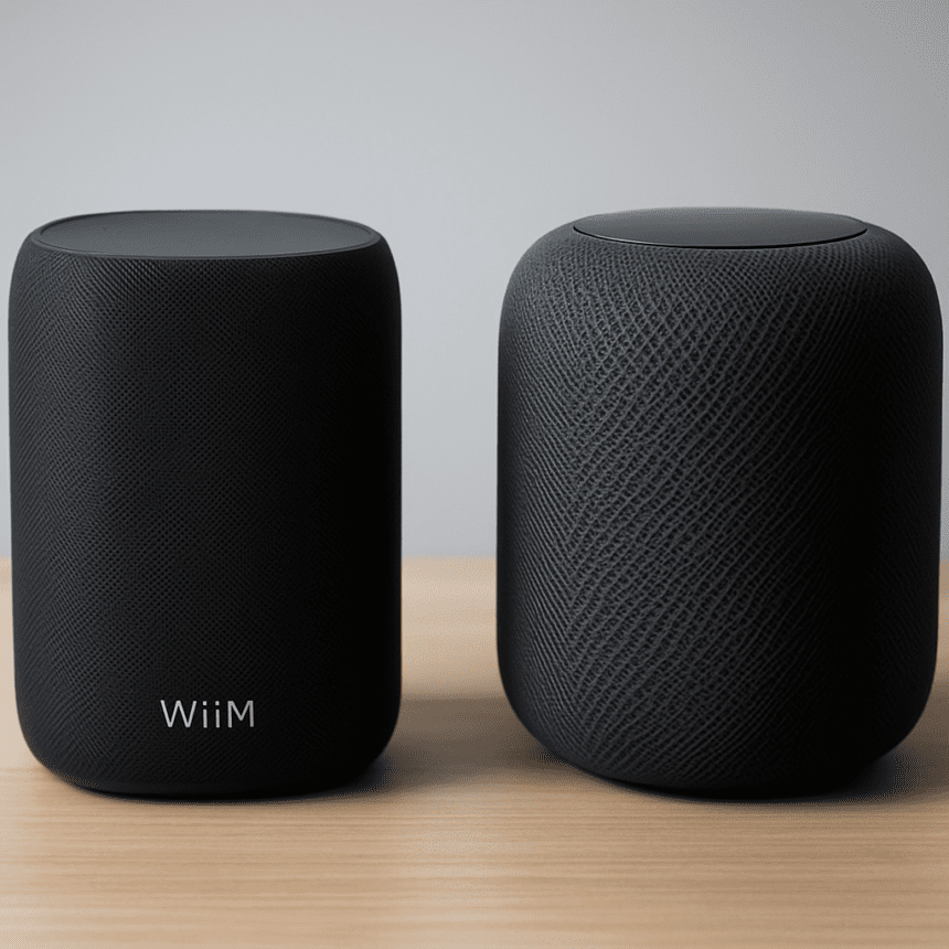 WiiM Sound vs Apple HomePod 2: Flexibility Can’t Beat Sound Quality — AI-generated illustration