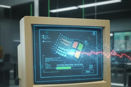 Windows 95's hidden self-healing system defeated rogue installers — AI-generated illustration