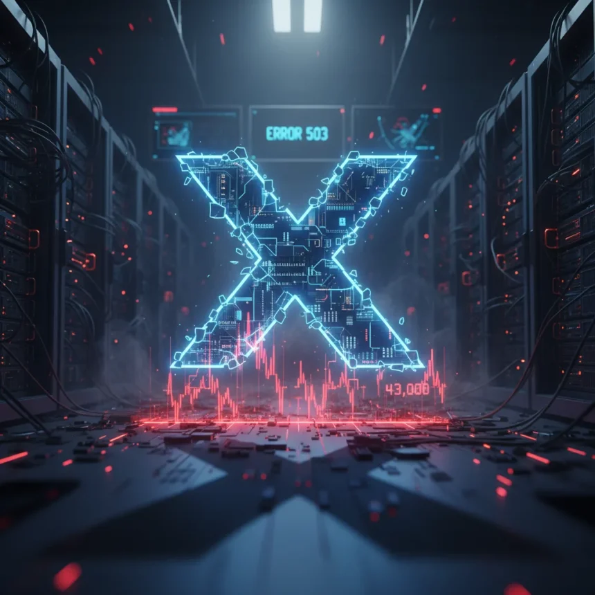 X outage hits 43,000 users as platform's reliability crisis deepens — AI-generated illustration