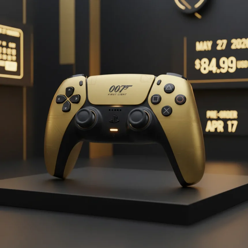 007 First Light DualSense Controller: Gold Design, Premium Price — AI-generated illustration