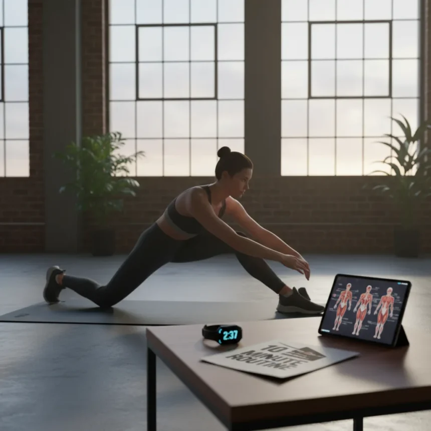 10-minute stretching routines fall short for lasting mobility gains — AI-generated illustration
