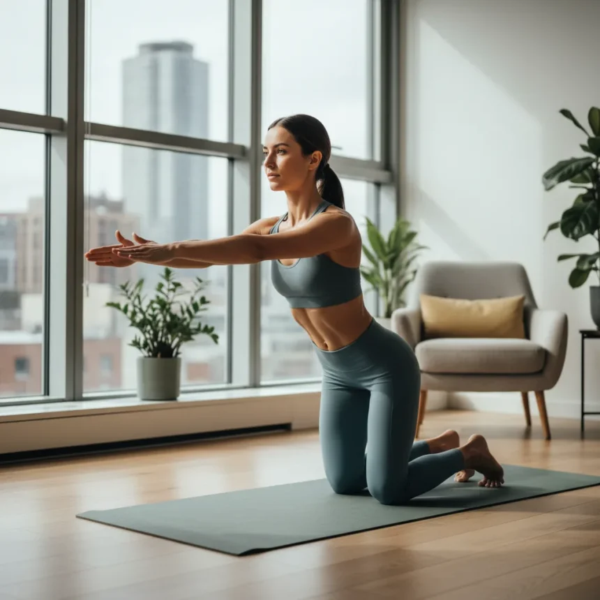 15-minute Pilates flow targets abs and upper body with zero equipment
