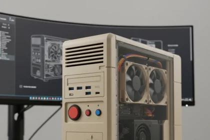 3D-printed retro PC case fits modern ITX and ATX gear — AI-generated illustration