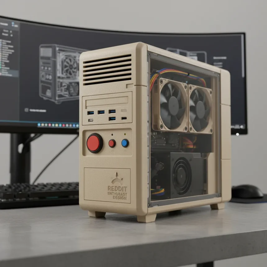 3D-printed retro PC case fits modern ITX and ATX gear — AI-generated illustration