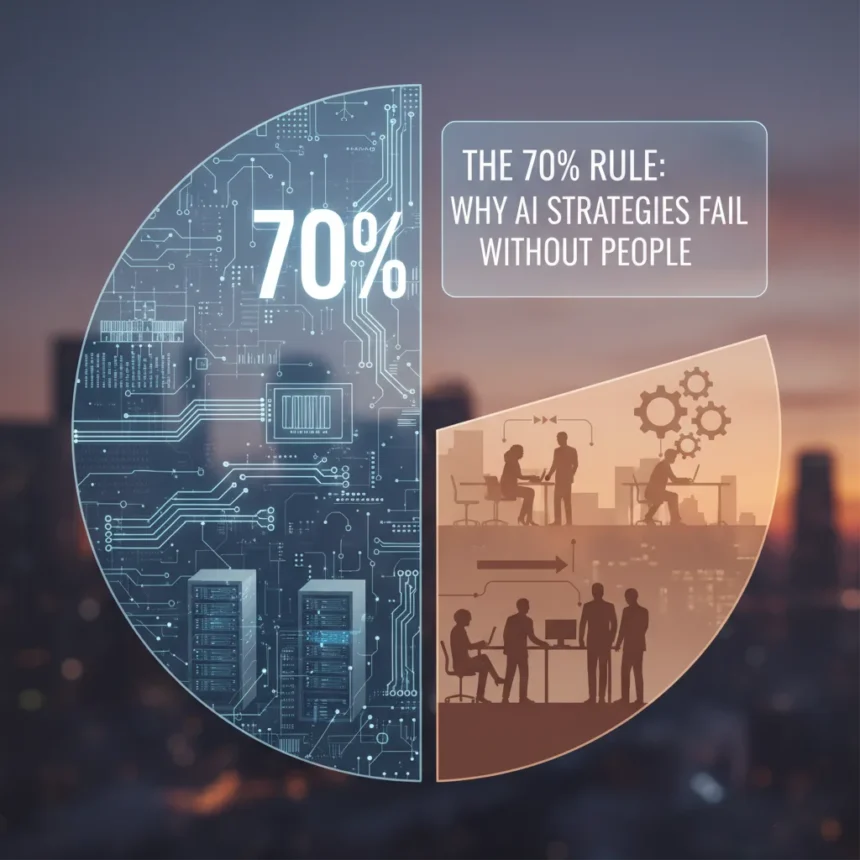 The 70% rule: Why AI strategies fail without people — AI-generated illustration