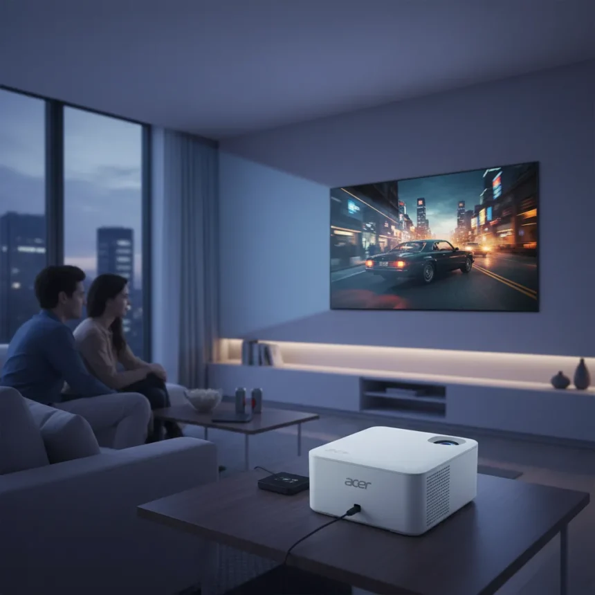 Acer's compact projector delivers 100-inch images without premium pricing — AI-generated illustration