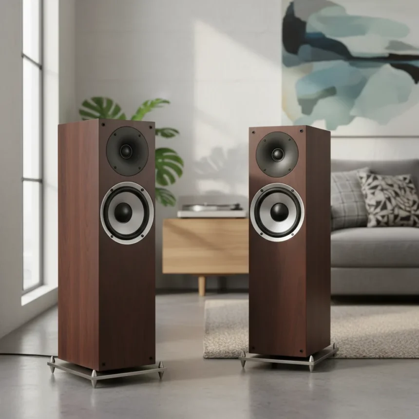 Acoustic Energy AE309 Mk2 Revives the Affordable Floorstander — AI-generated illustration