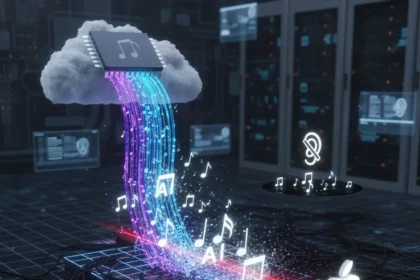 AI music uploads flood streaming platforms amid fraud crackdown — AI-generated illustration