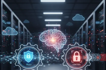 AI-powered networking requires trust and control balance — AI-generated illustration