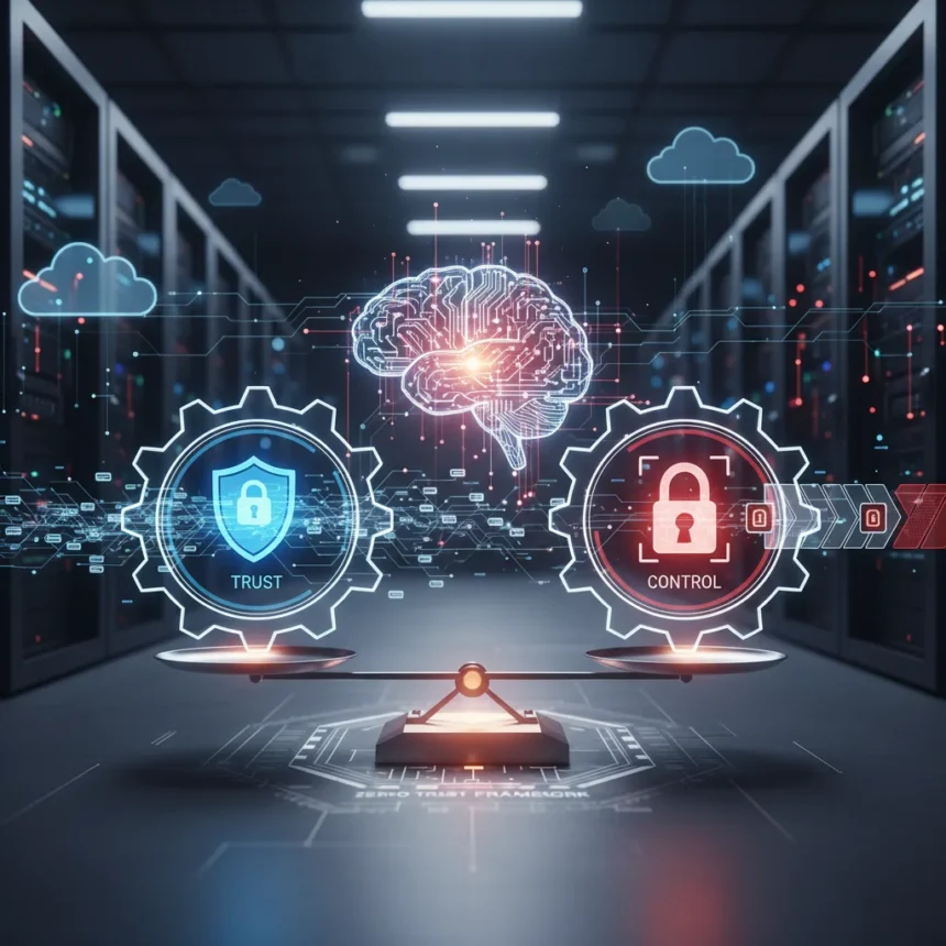 AI-powered networking requires trust and control balance — AI-generated illustration