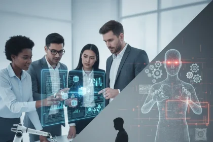 Half of US workers now use AI at work, reshaping the labor landscape — AI-generated illustration