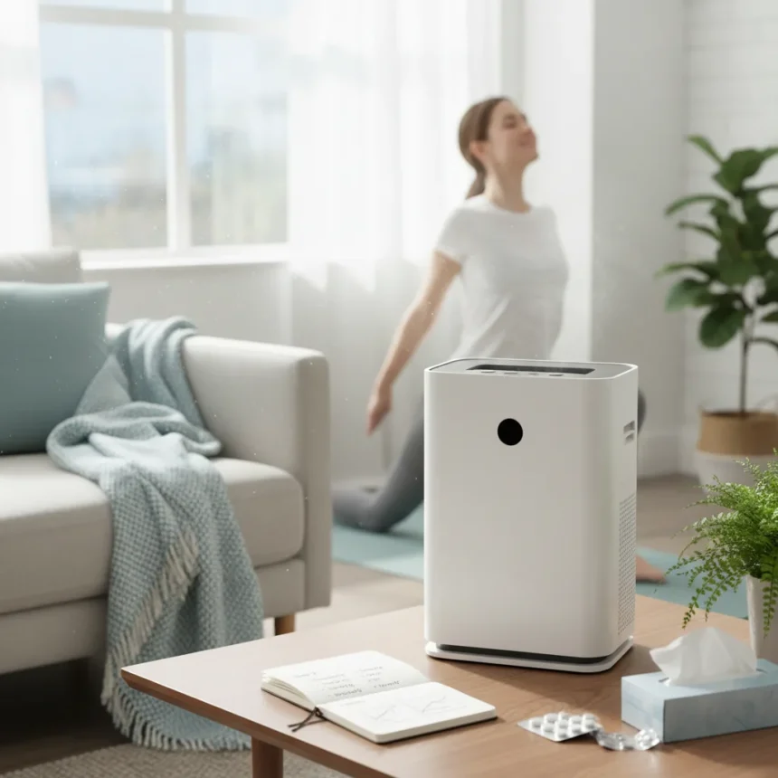 Air purifier allergy relief: One month of real home changes — AI-generated illustration