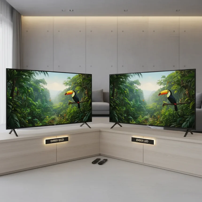 Amazon Ember QLED vs LED: Which budget TV actually wins — AI-generated illustration