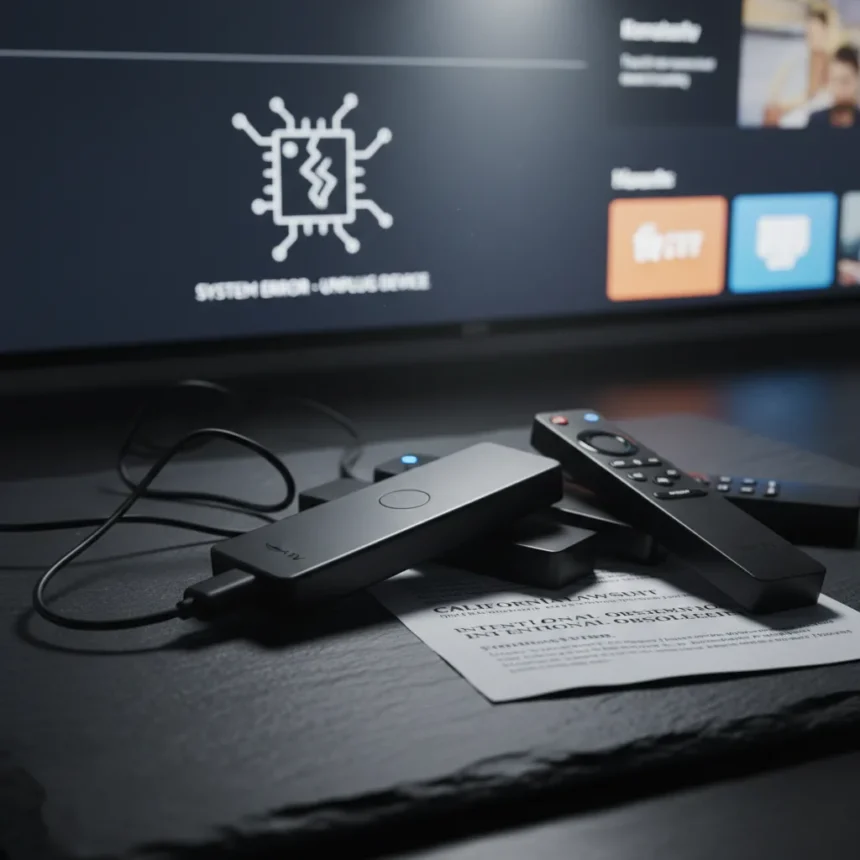 Amazon Fire TV Stick lawsuit alleges intentional obsolescence — AI-generated illustration