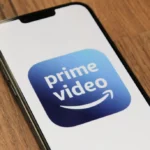 a phone with the amazon prime video app on it