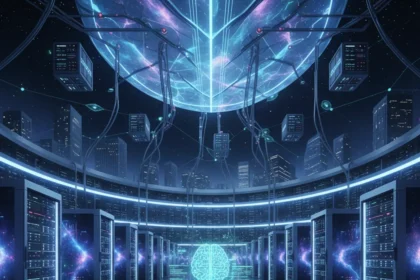 Antimatter AI network challenges cloud giants with 400,000 GPU rollout — AI-generated illustration