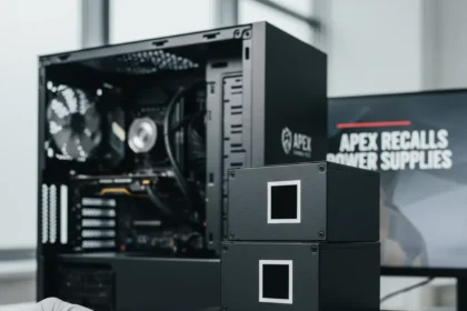 Apex Gaming PCs recalls 18,000 power supplies over missing safety labels — AI-generated illustration