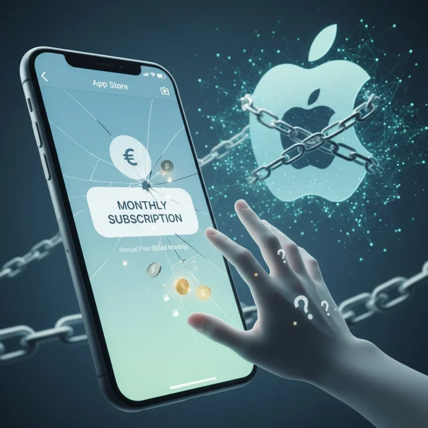 Apple App Store monthly subscriptions: a feature users don't trust — AI-generated illustration
