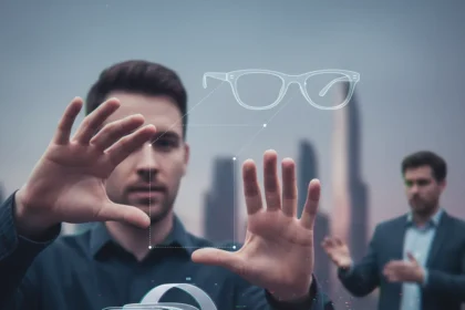 Apple Glasses hand gesture rumors face reality check from Gurman — AI-generated illustration